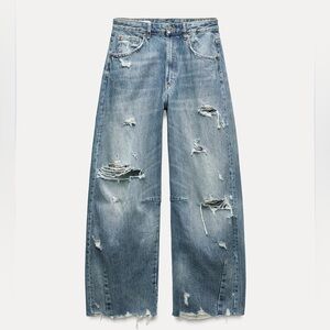 TRF MID WAIST BAGGY RIPPED BALLOON JEANS 27 (US 4)